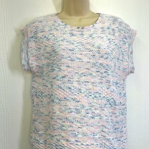 Vintage - Short Cap Sleeve Light Pastel Knitted Sweater Size Small - Picture 8 of 12